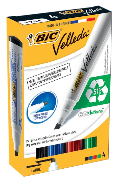 Whiteboardmarker Bic Velleda 1751 schuin large zwart 2