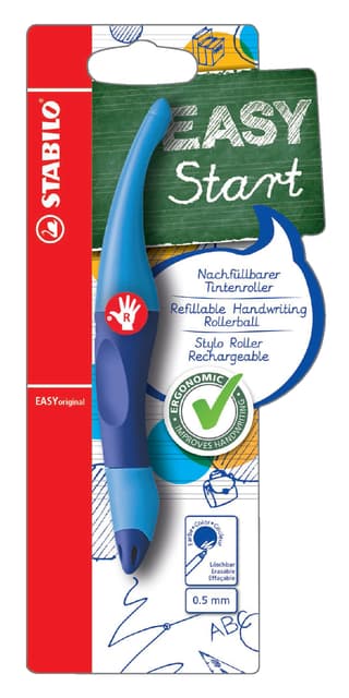 Rollerpen STABILO Easyoriginal rechtshandig licht/donkerblauw blister