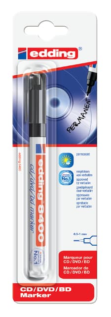 Cd marker edding 8400 rond 0.5-1.0mm zwart blister à 1 stuk