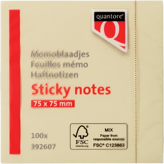 Memoblok Quantore 76x76mm geel 100 vel 3