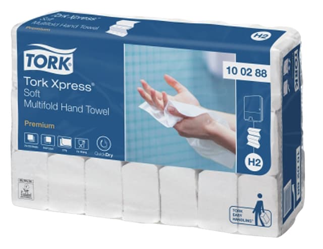 Handdoek Tork H2 Xpress Premium multifold 2-laags 212x340mm 21x110 vel wit 100288 7