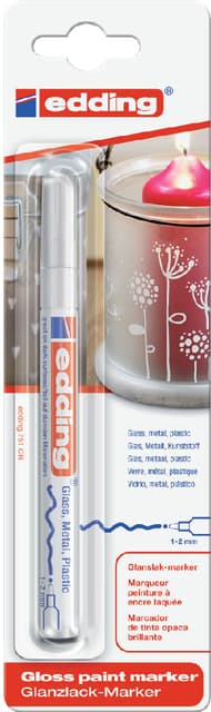 Paintmarker edding 751 op oliebasis 1-2mm wit blister à 1 stuk
