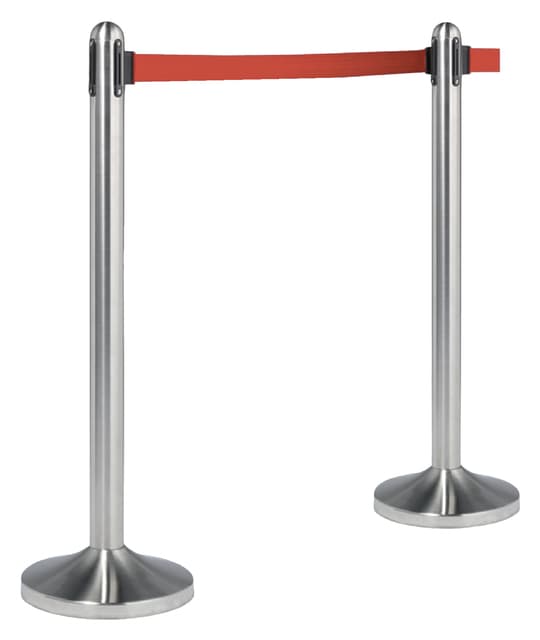Afzetpaal Securit RVS met rolband 210cm rood 2