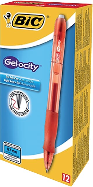 Gelschrijver Bic Gel-ocity medium rood 2