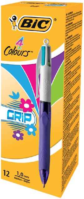Balpen Bic 4kleuren grip fashion medium paars 2