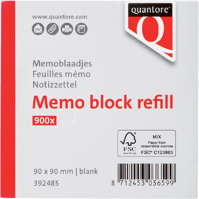 Memoblaadjes Quantore losbladig 90x90x90mm 900 vel 3