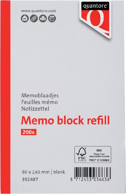Memoblaadjes Quantore losbladig 140x90x20mm 200 vel 2
