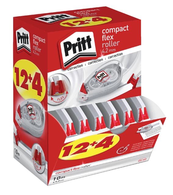 Correctietape Pritt Compact Flex 4.2mmx 10m promo pack à 12+4 gratis 2