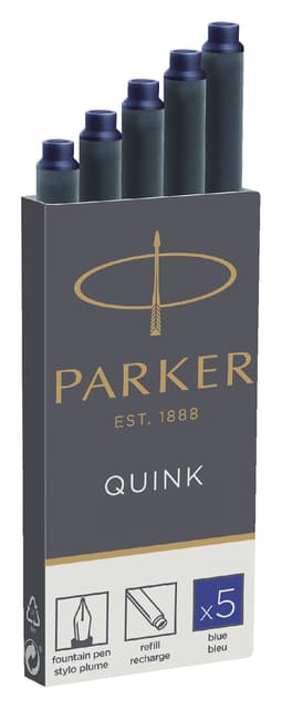 Inktpatroon Parker Quink permanent blauw pak à 5 stuks 2