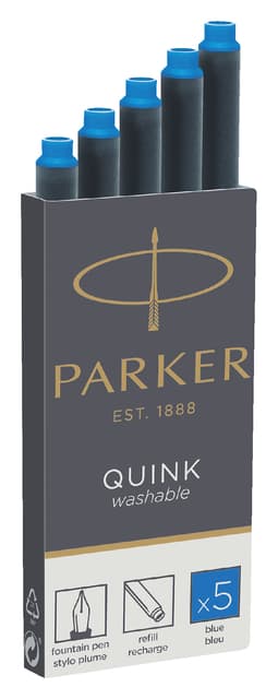 Inktpatroon Parker Quink uitwasbaar koningsblauw pak à 5 stuks 2