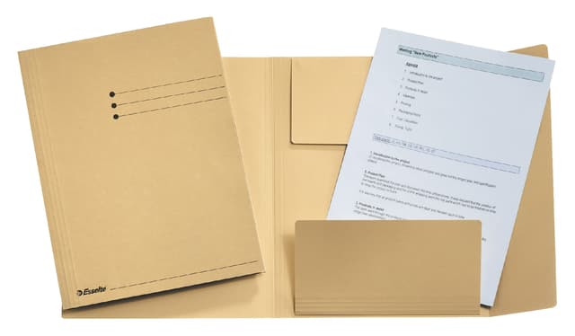Dossiermap Esselte A4 3 kleppen manilla 275gr beige