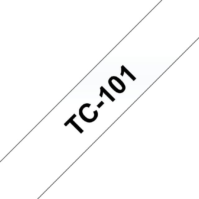 Labeltape Brother P-touch TC-101 standaard 12mm zwart op transparant 2