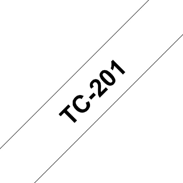 Labeltape Brother P-touch TC-201 standaard 12mm zwart op wit 2