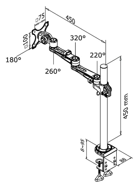 Monitorarm Neomounts D935 10-30" met klem zilvergrijs 2
