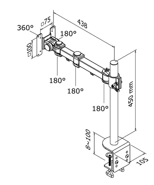 Monitorarm Neomounts D960 10-30" met klem zwart 2