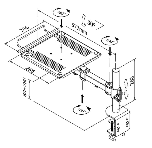 Laptoparm Neomounts D100 met klem zwart 6