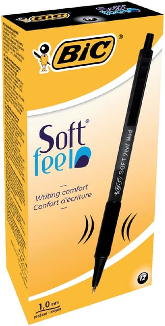 Balpen Bic soft feel grip clic medium zwart 3