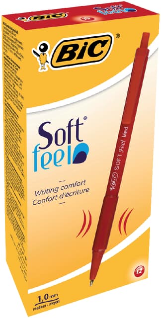 Balpen Bic soft feel grip clic medium rood 2