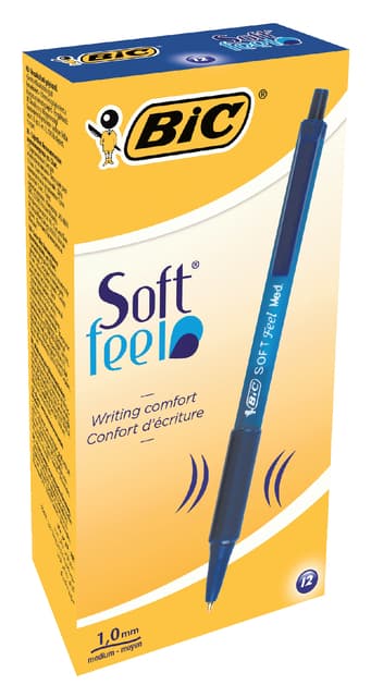 Balpen Bic soft feel grip clic medium blauw 2