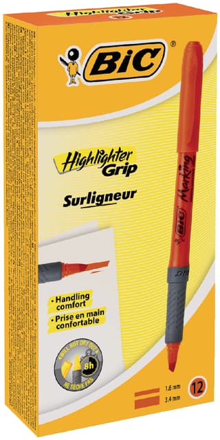 Markeerstift Bic brite liner grip oranje 2