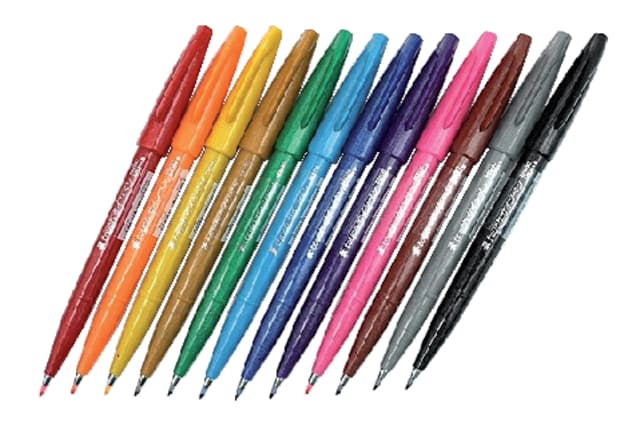 Brushpen Pentel SES15C Sign Artist standaardkleuren 12 stuks 3
