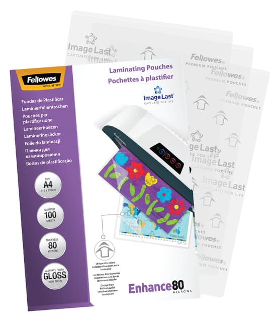 Lamineerhoes Fellowes A4 2x80micron glans 100 stuks 2