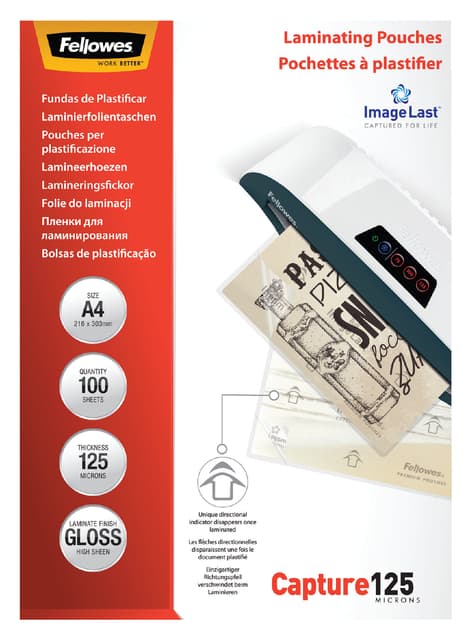 Lamineerhoes Fellowes A4 2x125micron glans 100 stuks 3