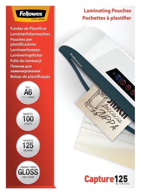 Lamineerhoes Fellowes A6 2x125micron glans 100 stuks 3