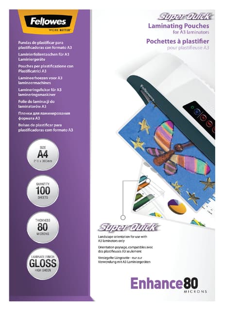 Lamineerhoes Fellowes A4 Superquick 2x80micron 100 stuks 3