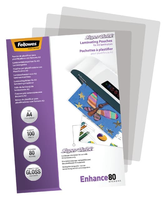 Lamineerhoes Fellowes A4 Superquick 2x80micron 100 stuks 2