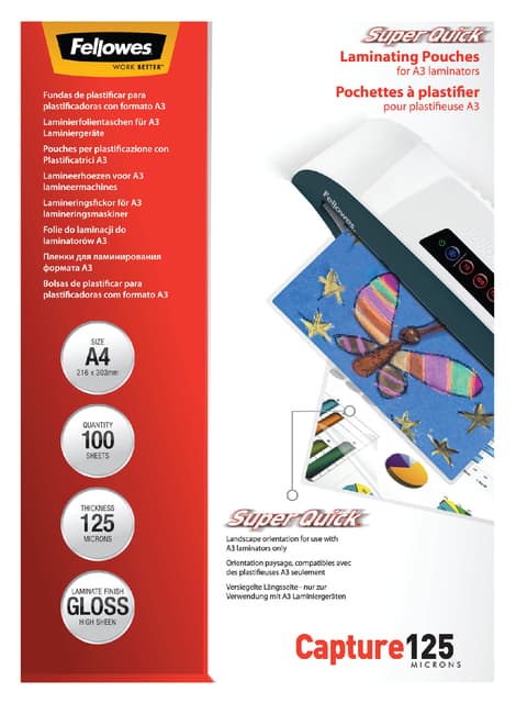 Lamineerhoes Fellowes A4 Superquick 2x125micron 100 stuks 3