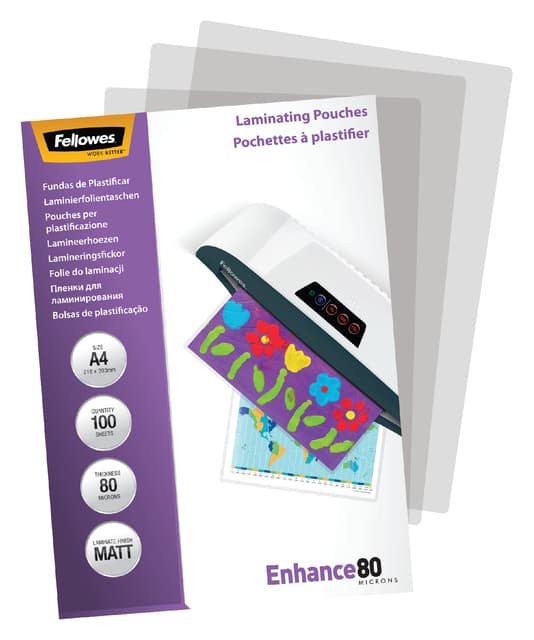 Lamineerhoes Fellowes A4 2x80micron mat 100 stuks 2