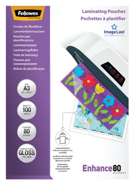 Lamineerhoes Fellowes A3 2x80micron glans 100 stuks 3