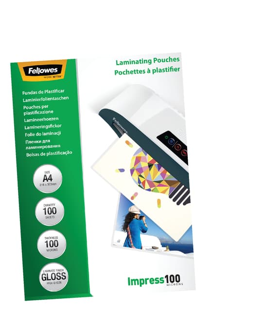 Lamineerhoes Fellowes A4 2x100micron glans 100 stuks 2