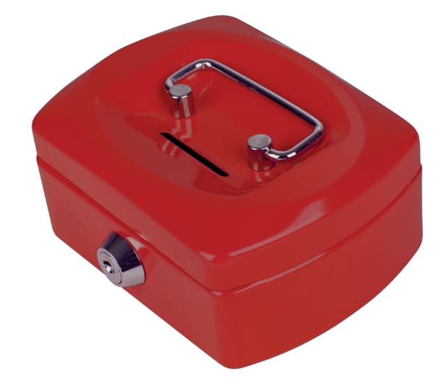 Geldkist Pavo met muntgleuf 125x95x60mm rood 2