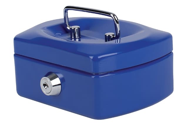 Geldkist Pavo met muntgleuf 125x95x60mm blauw 3
