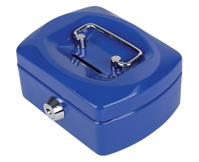 Geldkist Pavo met muntgleuf 125x95x60mm blauw 2