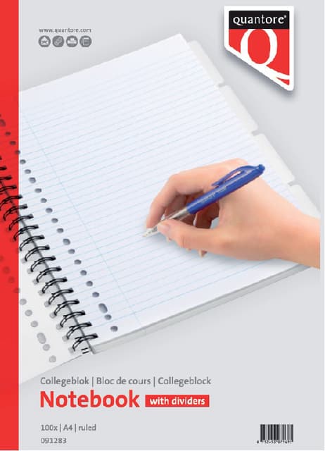 Collegeblok Quantore A4 lijn 23-gaats 4 tabs 200 pagina's 70gr 3