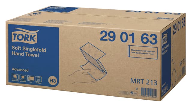 Handdoek Tork H3 Advanced singlefold 2-laags 248x230mm 15x250 vel wit 290163 7