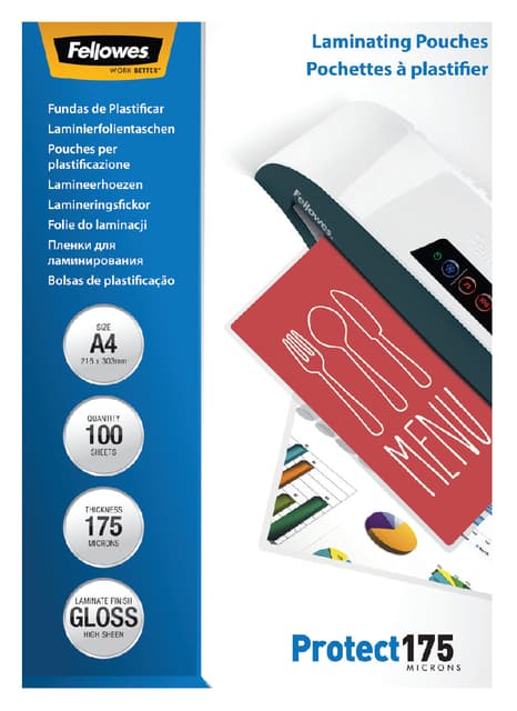 Lamineerhoes Fellowes A4 2x175micron glans 100 stuks 3