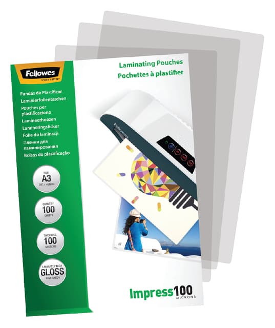 Lamineerhoes Fellowes A3 2x100micron glans 100 stuks 2