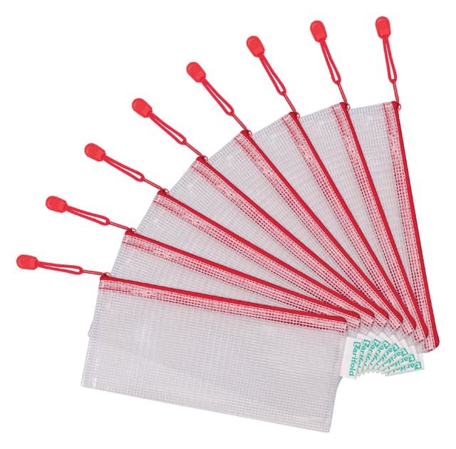 Opbergtas Tarifold met rits 250x115mm PVC rood