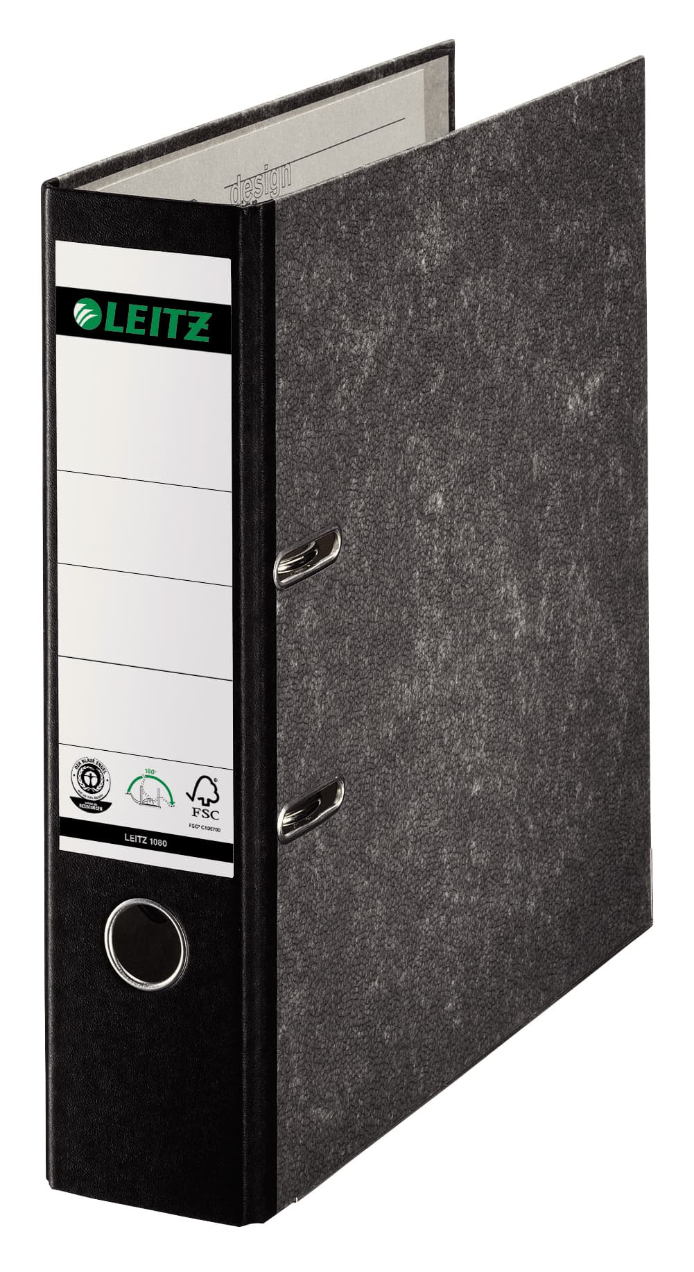 Ordner Leitz 1080 klassiek gewolkt 180° 80mm karton A4 zwart