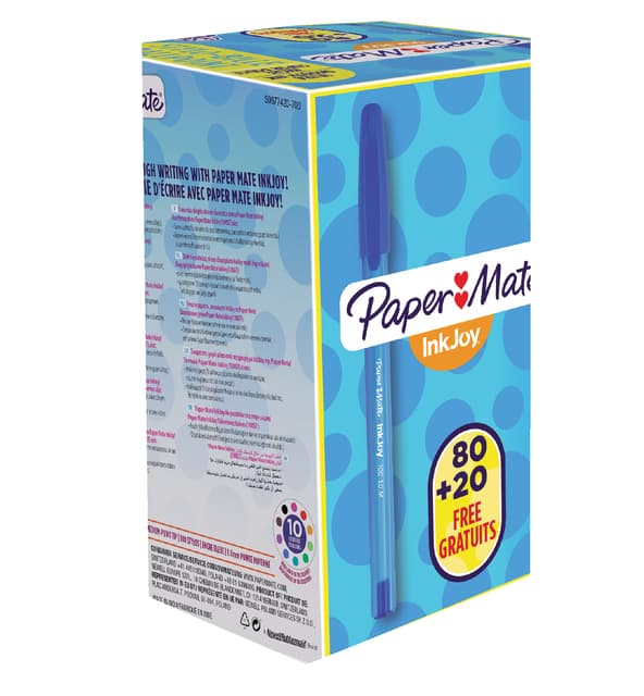 Balpen Paper Mate Inkjoy 100 medium blauw valuepack 80+20 gratis 2