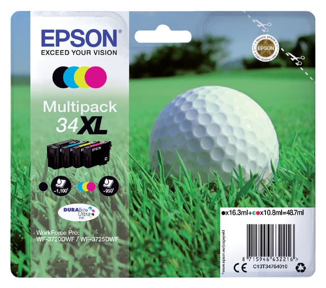 Inktcartridge Epson 34XL T3476 zwart + 3 kleuren 2