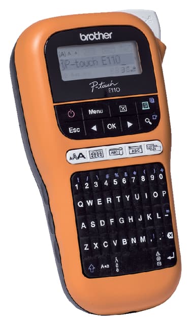 Labelprinter Brother P-touch TZe PT-E110VP draagbaar qwerty 12mm oranje 5