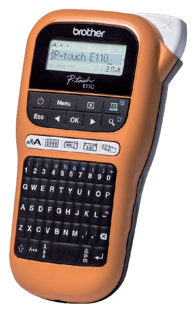 Labelprinter Brother P-touch TZe PT-E110VP draagbaar qwerty 12mm oranje 4