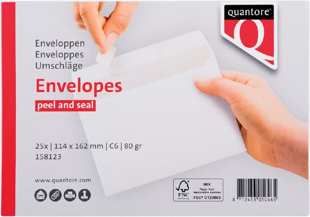 Envelop Quantore bank C6 114x162mm zelfklevend wit 25 stuks 3