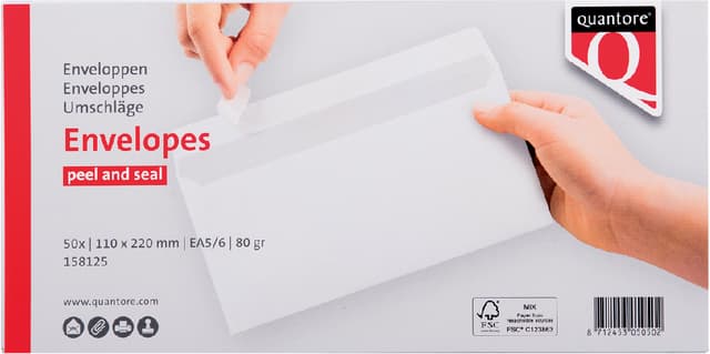 Envelop Quantore bank EA5/6 110x220mm zelfklevend wit 50 stuks 3