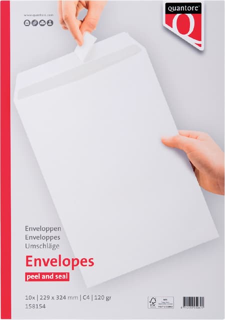 Envelop Quantore akte C4 229x324mm zelfklevend wit 10 stuks 3